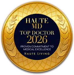 Haute MD Top Doctor 2026 award from Haute Living, recognizing Dr. Alexander Golberg's commitment to medical excellence